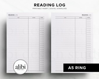 A5 Lesetagebuch Leseliste Buch Tracker Leseplaner Lesewunschliste Buchplaner A5 druckbare Planereinlagen