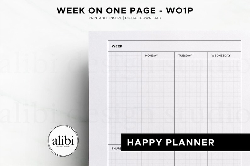 Happy Planner Undated Weekly Planner Insert | WO1P Grid Layout ...