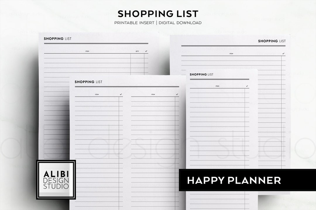 Happy Planner Shopping List Grocery List HP Classic Printable Planner ...