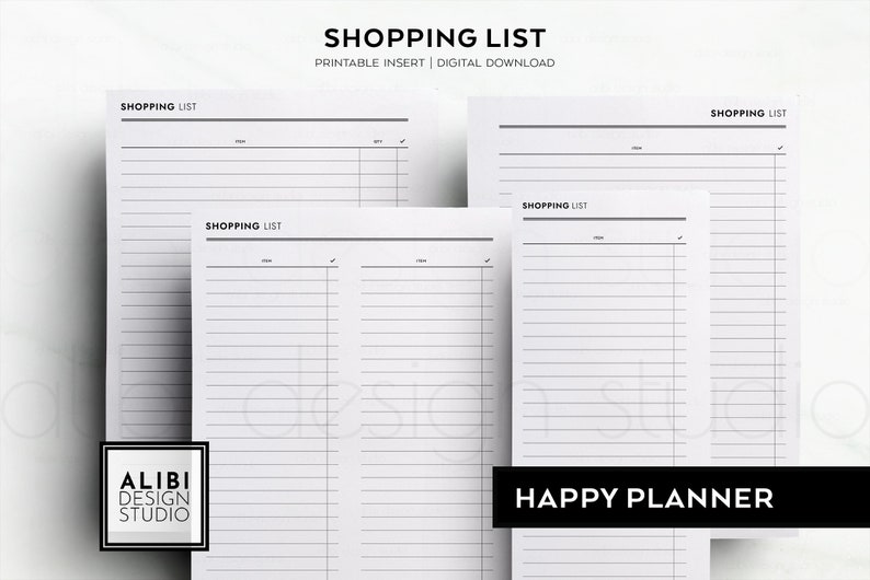 Happy Planner Shopping List Grocery List HP Classic Printable Planner Inserts image 1