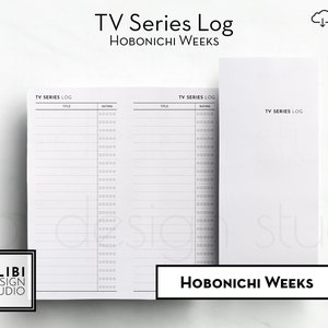 Hobonichi Weeks TV Series Tracker Tv Show List TV Log Hobo Weeks Printable Inserts Tv Shows Tracker Tv Reviews Tv Library