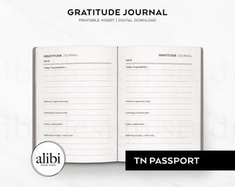 Passport TN Printable Gratitude Journal Daily Reflection Self Care Planner Mindfulness Planner Travelers Notebook Printable Inserts
