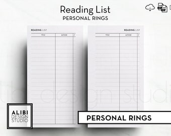 Personal, Reading List, Book Tracker Personal Printable Planner Inserts Book Reviews Reading Planner