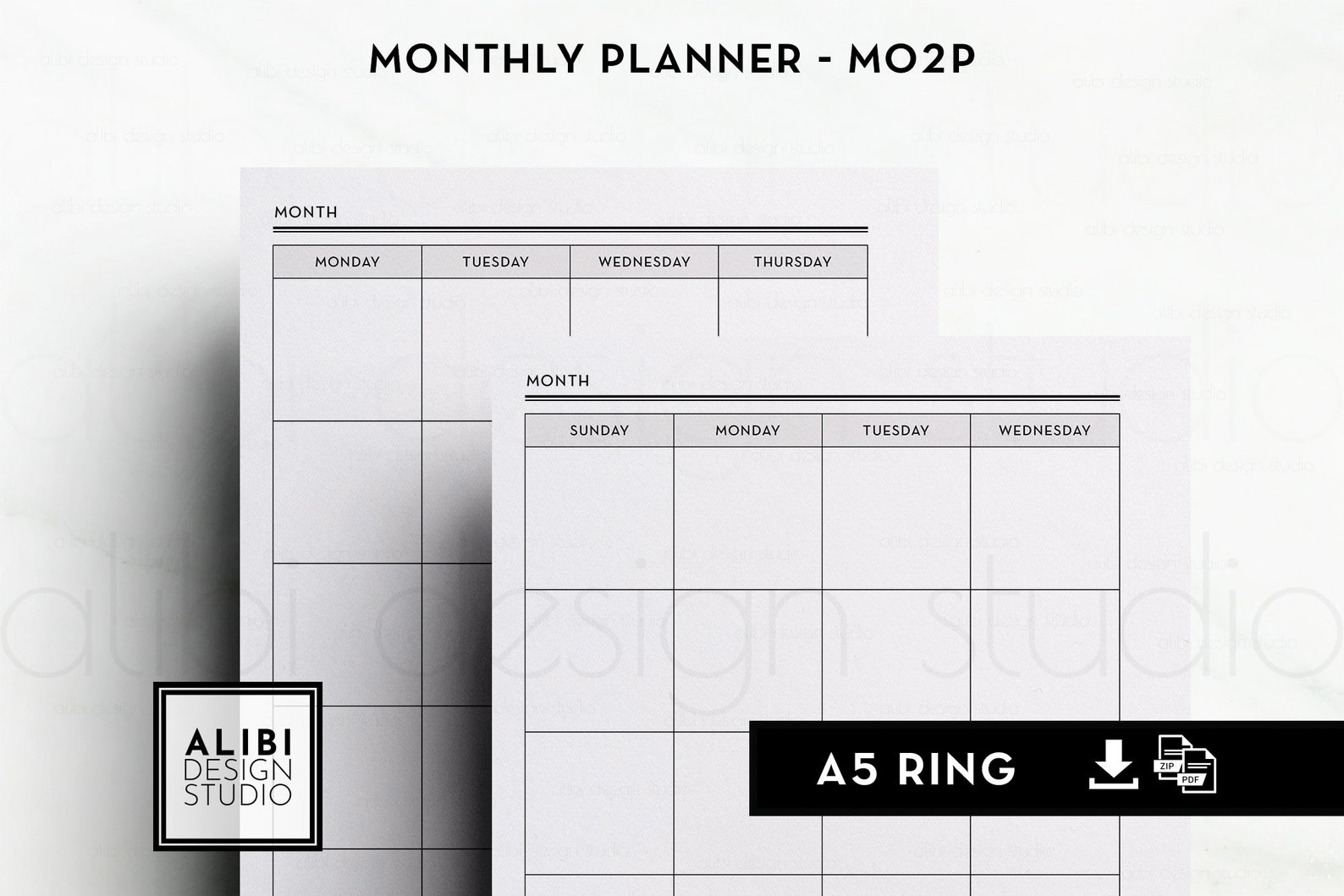 A5 Monthly Planner A5 Printable Planner Inserts Undated Calendar Month ...