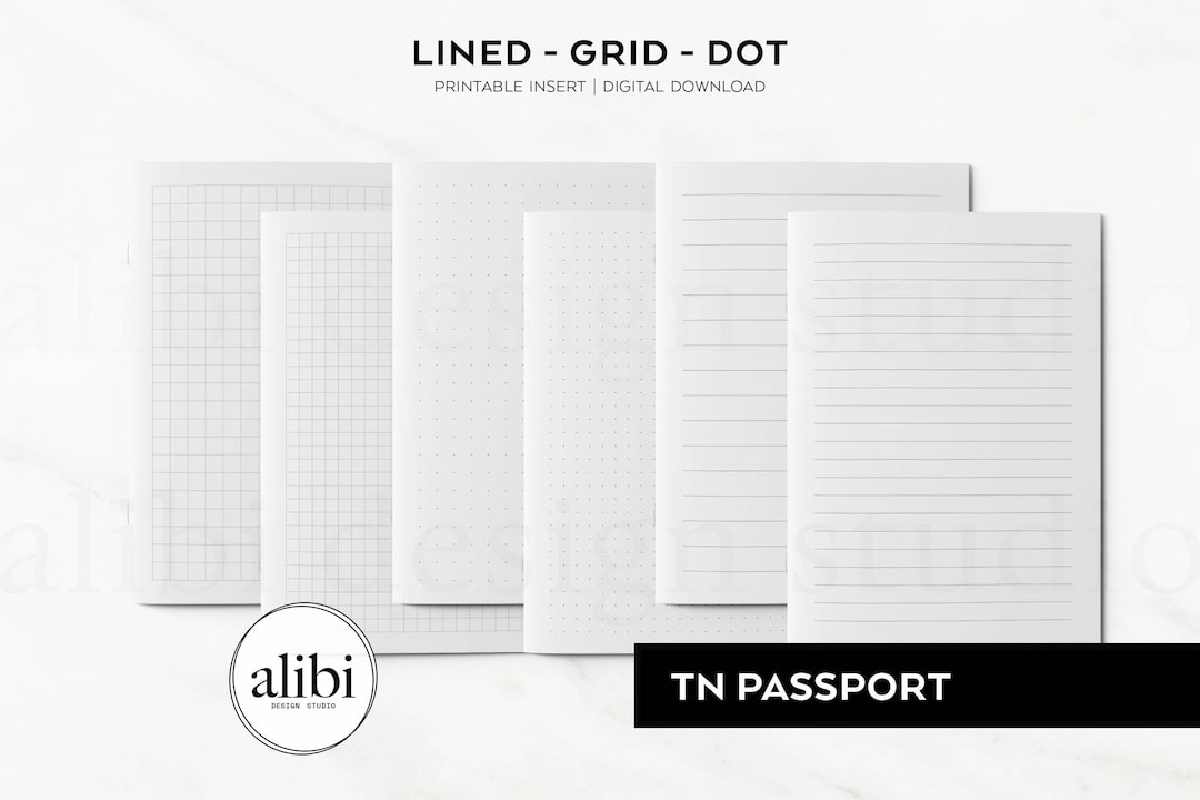 Passport TN Grid Paper Dot Grid Lined Paper Printables Travelers ...
