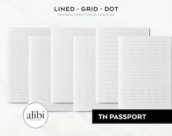 Passport TN Grid Paper Dot Grid Lined Paper Printables Travelers Notebook Printable Inserts