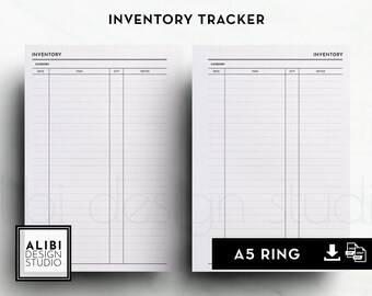 A5 Inventory Tracker, Inventory List A5 Printable Planner Inserts Product Tracker Kitchen Inventory