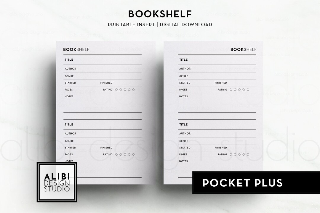 Pocket Plus Bookshelf Book List Reading Journal Reading List Printable ...