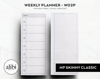 Skinny Classic Happy Planner Weekly Planner Week on 2 Pages Grid Paper Weekly Overview Half Sheet HP Hobonichi Weeks Inspired Printable
