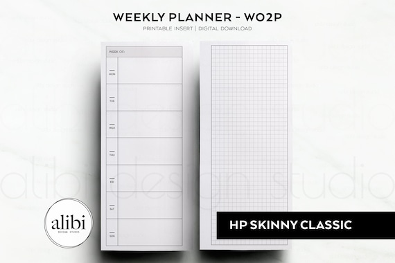 Skinny Classic Happy Planner Weekly Planner Week on 2 Pages Grid Paper Weekly Overview Half Sheet HP Hobonichi Weeks Inspired Printable