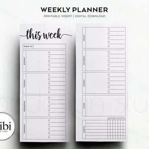 Skinny Classic Happy Planner Weekly Planner Weekly Overview Week on 2 Pages HP Half Sheet Printable Planner Inserts Habit Tracker To Do List