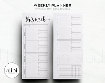 Skinny Classic Happy Planner Weekly Planner Weekly Layout with Checklist Habit Tracker, Week on 2 Pages HP Half Sheet Printable Inserts