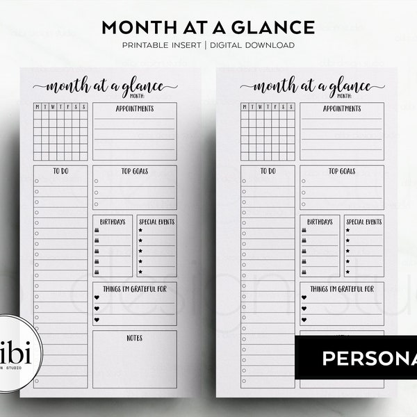 One Page Birthday Calendar - Etsy