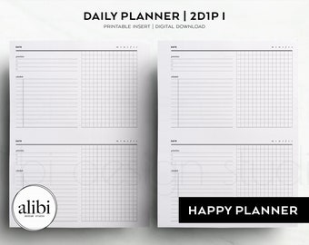 Happy Planner Daily Planner 2 Days on 1 Page HP Classic Printable Inserts