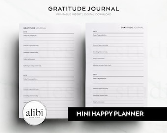 HP MINI Printable Gratitude Journal Daily Reflection Self Care Planner Mindfulness Planner MINI Happy Planner Printable Inserts