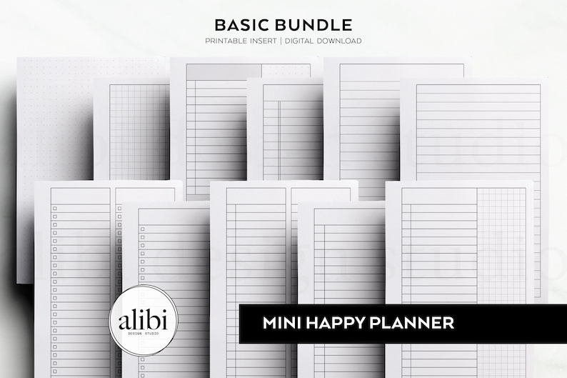 HP MINI Essential Printable Inserts MINI Happy Planner Printable Basic ...