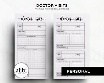 Personal Doctor Visits, Medical Appointment Tracker Personal Printable Planner Inserts Medical Record Health Planner Medical Inserts
