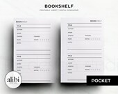 Pocket Bookshelf Book List Book Planner, Pocket Printable Inserts Reading Journal Book Reviews Reading List Library Printable Books to Read