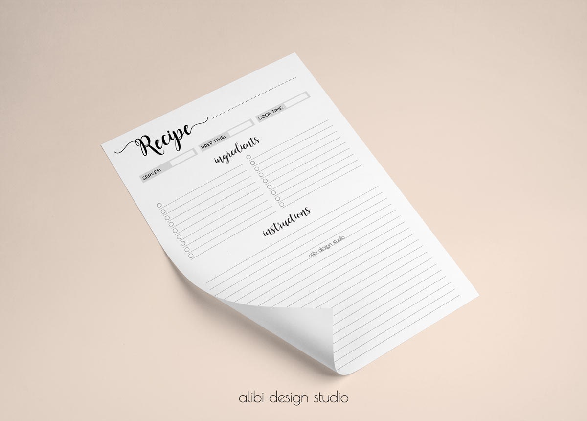 Recipe Planner Recipe Book A4 Printable Recipe Journal | Etsy