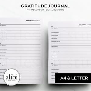 Diario de gratitud imprimible, tamaño A4 y carta de EE. UU., reflexión diaria, planificador de autocuidado, planificador de atención plena, insertos de planificador imprimibles