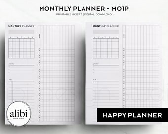 Happy Planner Month at a Glance Habit Tracker Monthly Planner Mo1P Month on One Page HP Classic Printable Inserts Dashboard Planner Layout