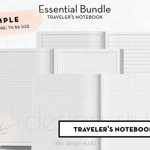 Standard TN, Travelers Notebook Printable Inserts Grid Paper Dot Grid Paper Lined Paper |  Printables