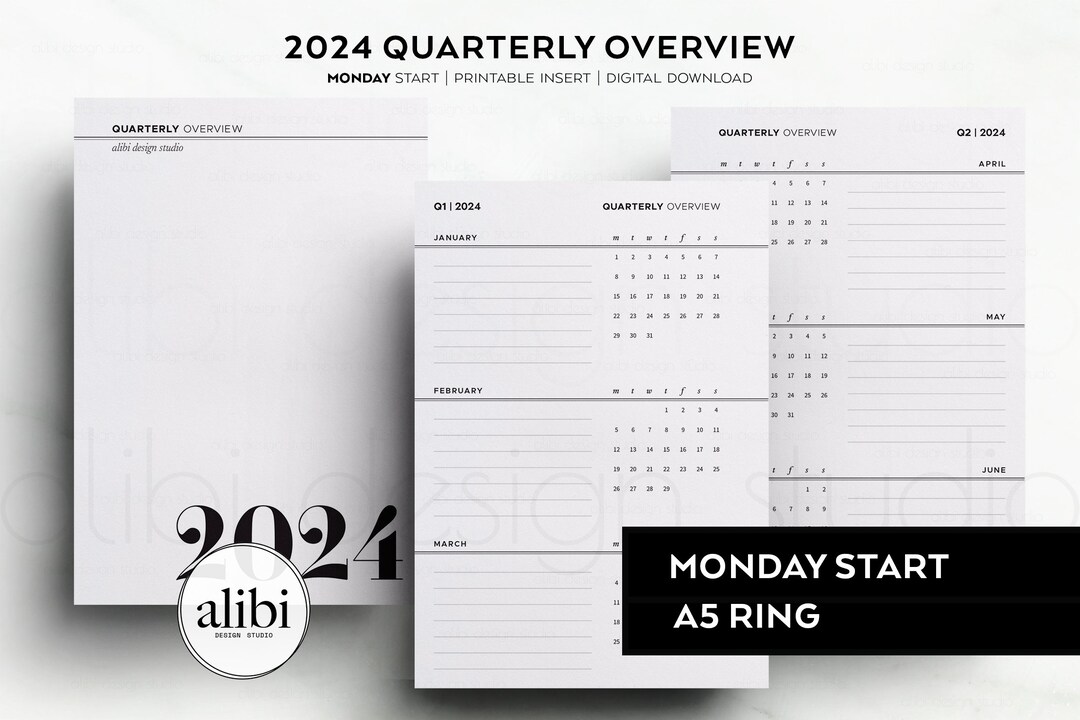 A5 2024 Quarterly Overview Future Log 2024 Calendar A5 Printable ...