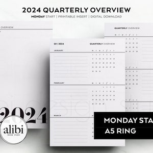 A5 2024 Quarterly Overview Future Log 2024 Calendar A5 Printable ...