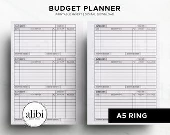 A5 Finance Planner Budget Planner A5 Printable Planner Inserts Digital Download PDF Printable