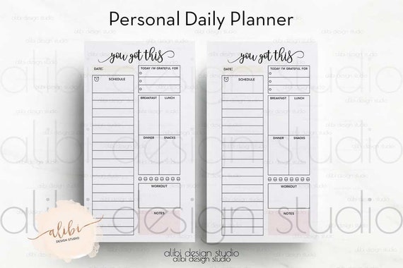 personal daily planner daily schedule for personal planner to do list and meal planner personal daily planner