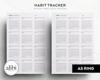 A5 Habit Tracker Monthly Planner A5 Printable Planner Inserts