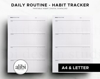 A4 US Letter Weekly Routine Habit Tracker Printable Daily Schedule Planner Insert A4 Letter Size Morning Evening Routine Template