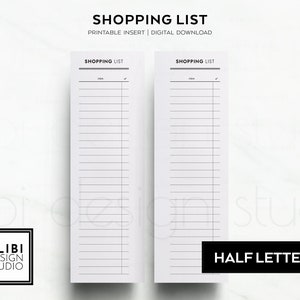 Half Letter Shopping List Grocery List to Buy List Online - Etsy