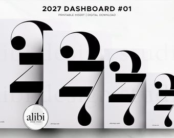 2027 Planner Dashboard Printable | Minimalist Decorative Insert for A5 Personal Hobonichi Weeks Travelers Notebooks | Instant Download #D01