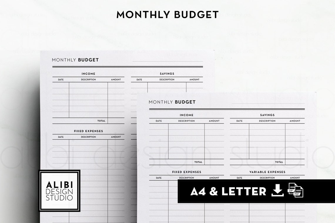 A4 Letter Size Monthly Budget Budget Planner Finance Planner - Etsy
