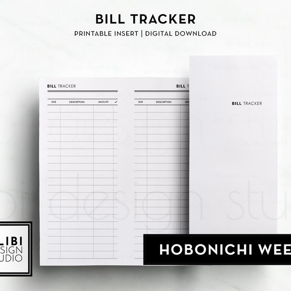 Hobonichi Weeks, Bill Tracker Monthly Bill Hobo Weeks Printable Inserts Financial Planner Bill Organizer Monthly Planner Finance Overview