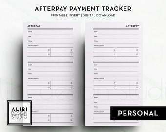 Personal Buy Now Pay Later tracker Afterpay Financial Planner Personal Planner Printable Inserts Budget Planner Online Shopping Debt Tracker