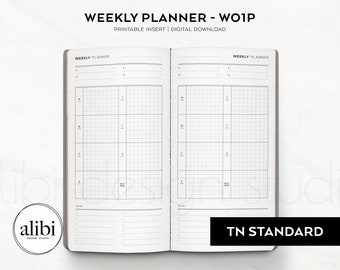 Standard TN Weekly Overview Weekly Planner Week on 1 Page Week at a Glance Weekly Planner Dashboard Travelers Notebook Printable Inserts