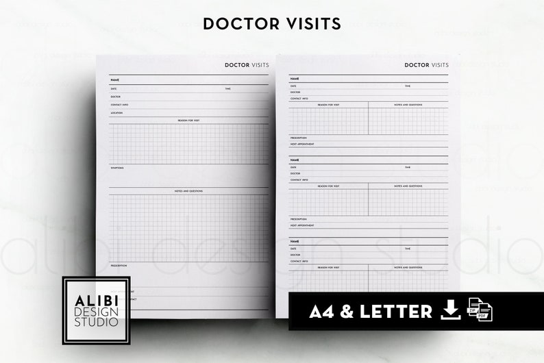 A4 Letter Doctor Visits Health Planner Health Record Medical Printable Insert 画像 4