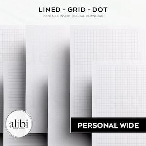 Personal WIDE Grid Paper Dot Grid Lined Paper Printables PW Printable Planner Inserts
