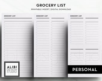 Personal, Grocery List Shopping List Task List To Buy Grocery Organizer To Do List Personal Printable Planner Inserts