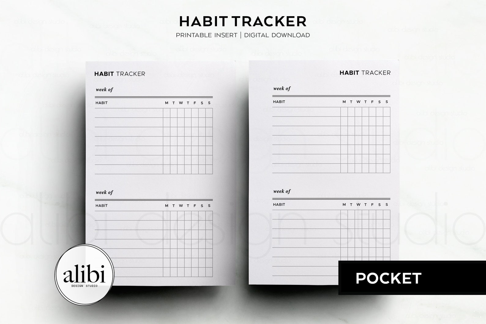 Pocket Habit Tracker Weekly Planner Routine Tracker Pocket Printable ...