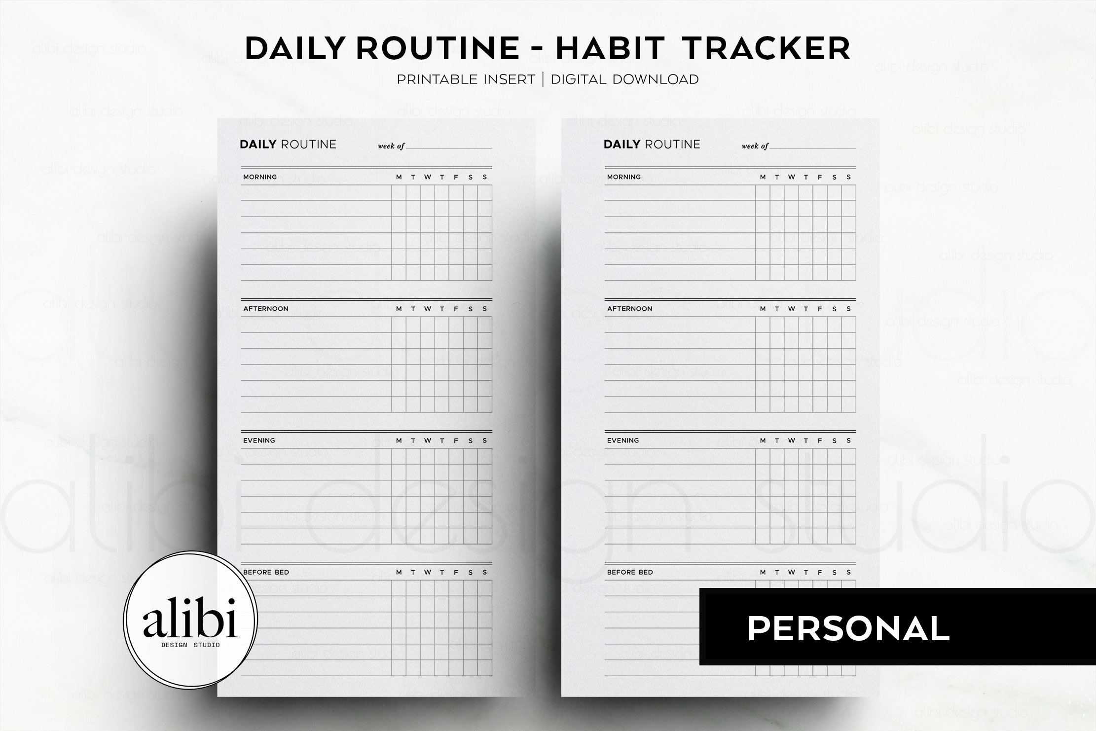Personal Daily Routine Habit Tracker Weekly Planner Personal Etsy