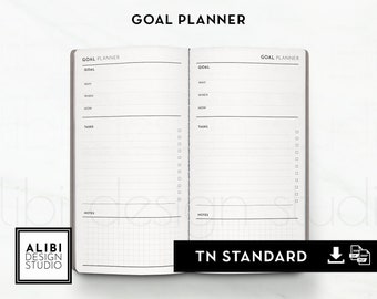Standard TN, Goal Planner, Project Planner Productivity Printable Planner Inserts Task List Action Steps To Do List Goal Setting Printable