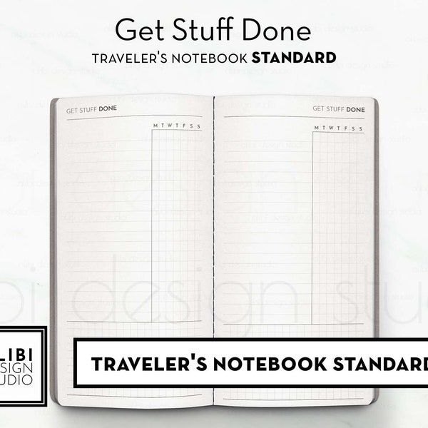 Standard TN, Get Stuff Done Habit Tracker Midori Regular Travelers Notebook Printable Insert To Do List Weekly Planner Project Planner