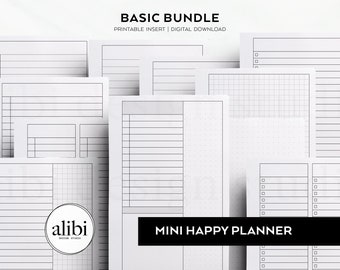 HP MINI Essential Printable Inserts MINI Happy Planner Printable Basic Bundle Grid Paper Dot Grid Lined Paper