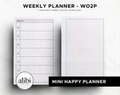 HP MINI Weekly Planner MINI Happy Planner Week on 2 Pages, Hobonichi Weeks Inspired Printable, Grid Paper - Minimal Planner | Wo2P