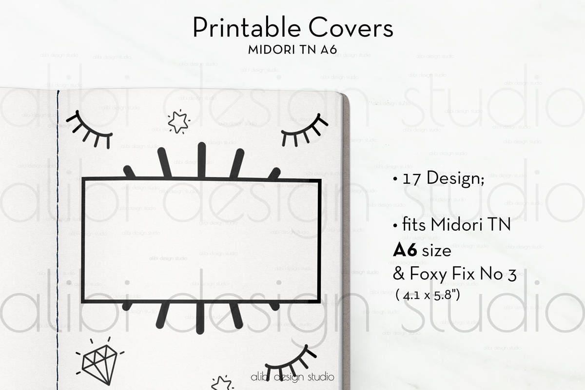 A6 TN Cover Printable Covers Travelers Notebook Blank | Etsy