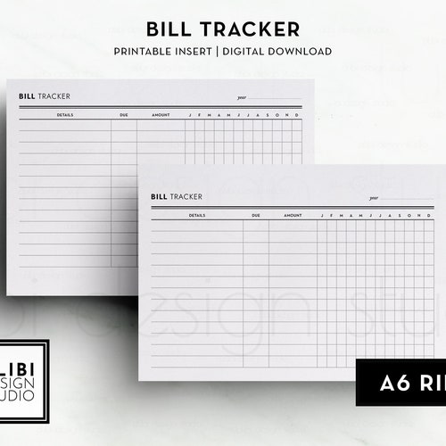A6 Bill Tracker Yearly Monthly Bill Tracker Printable Bill - Etsy