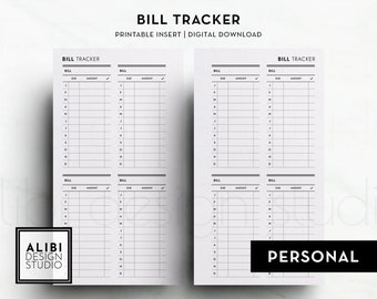 Personal, Bill Tracker Monthly Bill Personal Printable Planner Inserts Financial Planner Bill Organizer Monthly Planner Finance Overview